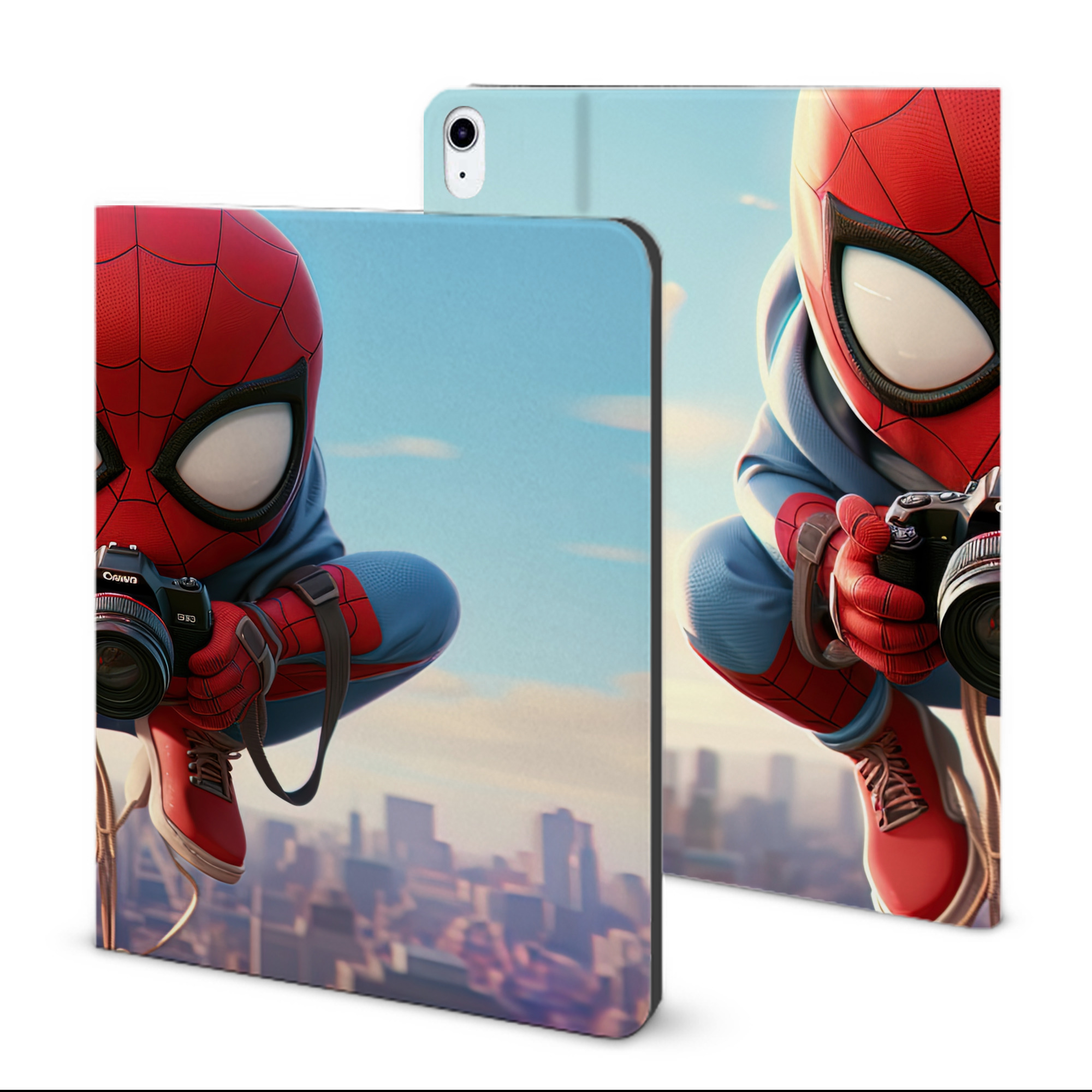 （画像用） Spider Man スパイダーマン IPad ケース ブック型 PUレザー TPU 耐衝撃 軽量 薄型 ペン収納なし 全面保護 IPad 各モデル対応